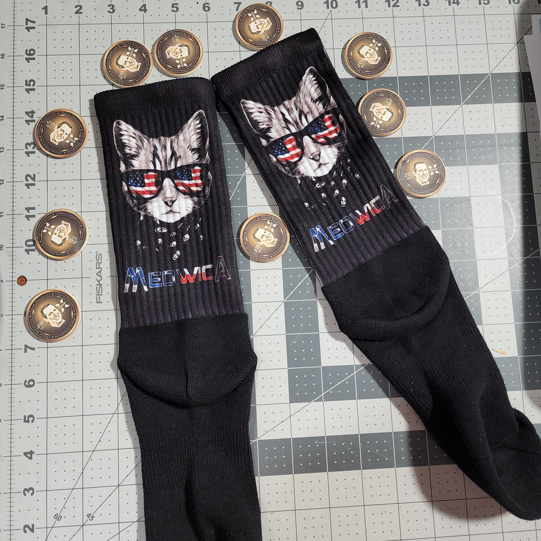 Kitty Patriot crew socks